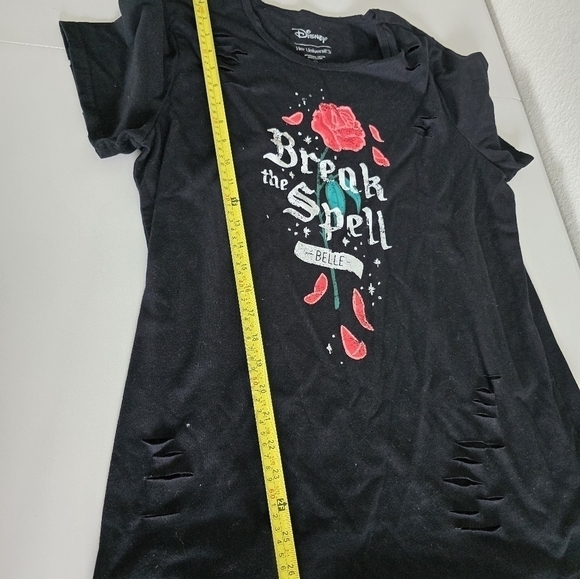 Disney Tee Shirt Women XL Black Beauty & The Beast Break The Spell Distressed - Picture 6 of 14